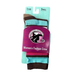 Justin Gypsy Hot Pink, Dark Brown and Turquoise Striped Crew Socks